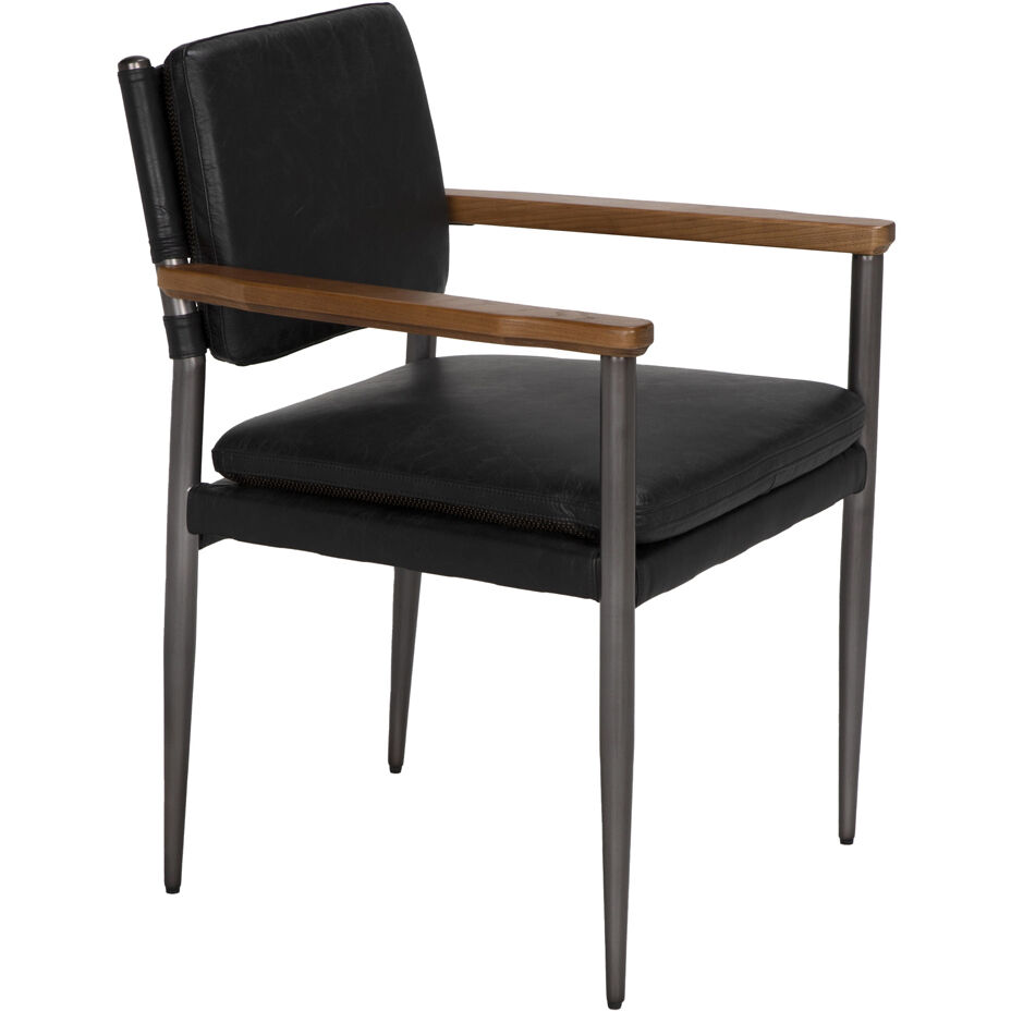 Wooster Steel Gray Powder Coat, Dark Walnut, and Ebony Black Dining Chair