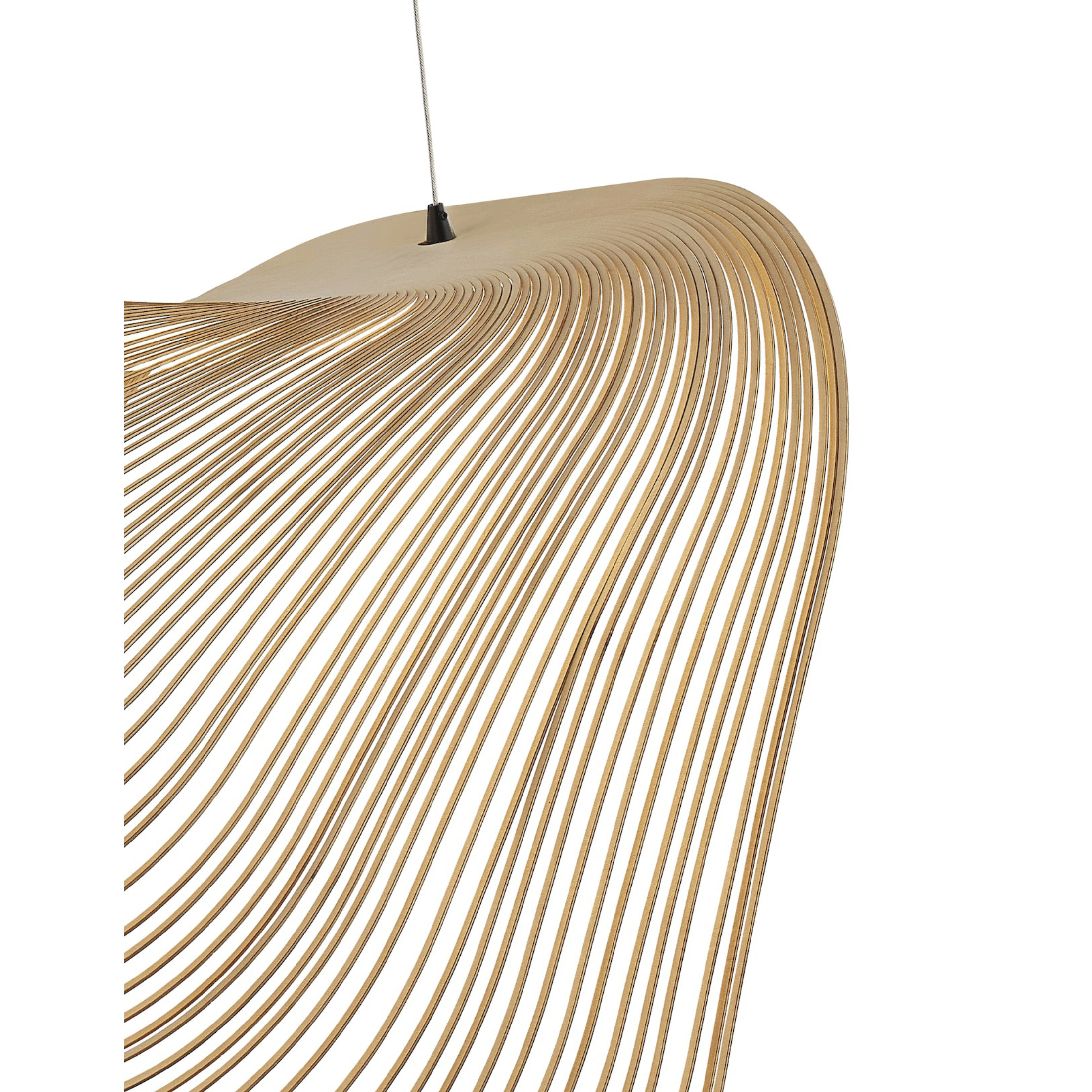 Eco Collection - Madera Family 23.75 inch Matte Black Pendant Ceiling Light in Natural Wood, EVOLV