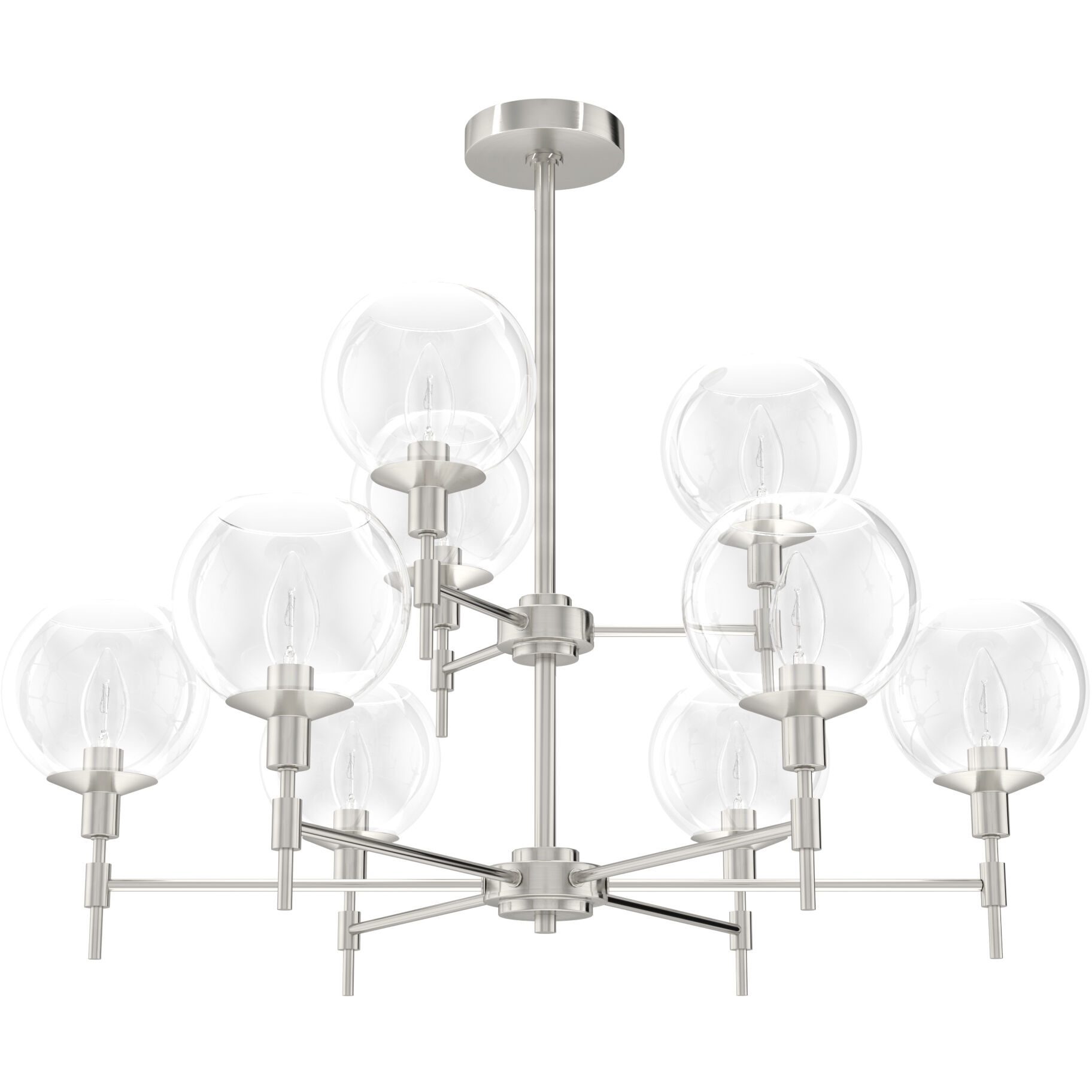 Xidane 9 Light 32 inch Brushed Nickel 2-Tier Chandelier Ceiling Light