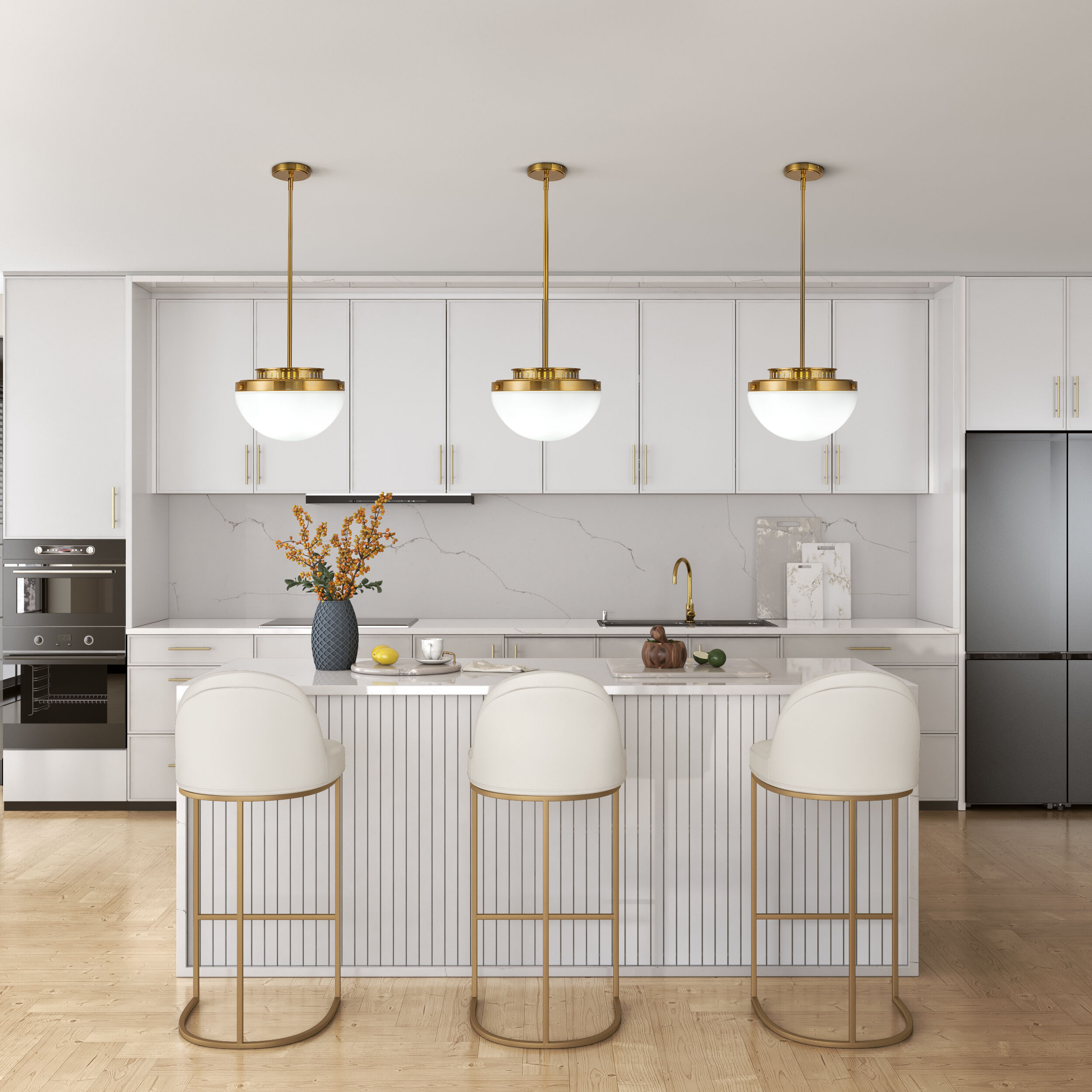 Dahlia 1 Light 12 inch Brushed Brass Pendant Ceiling Light