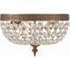 Waltham 2 Light 10 inch Olde Brass Flush Ceiling Light in Clear Hand Cut