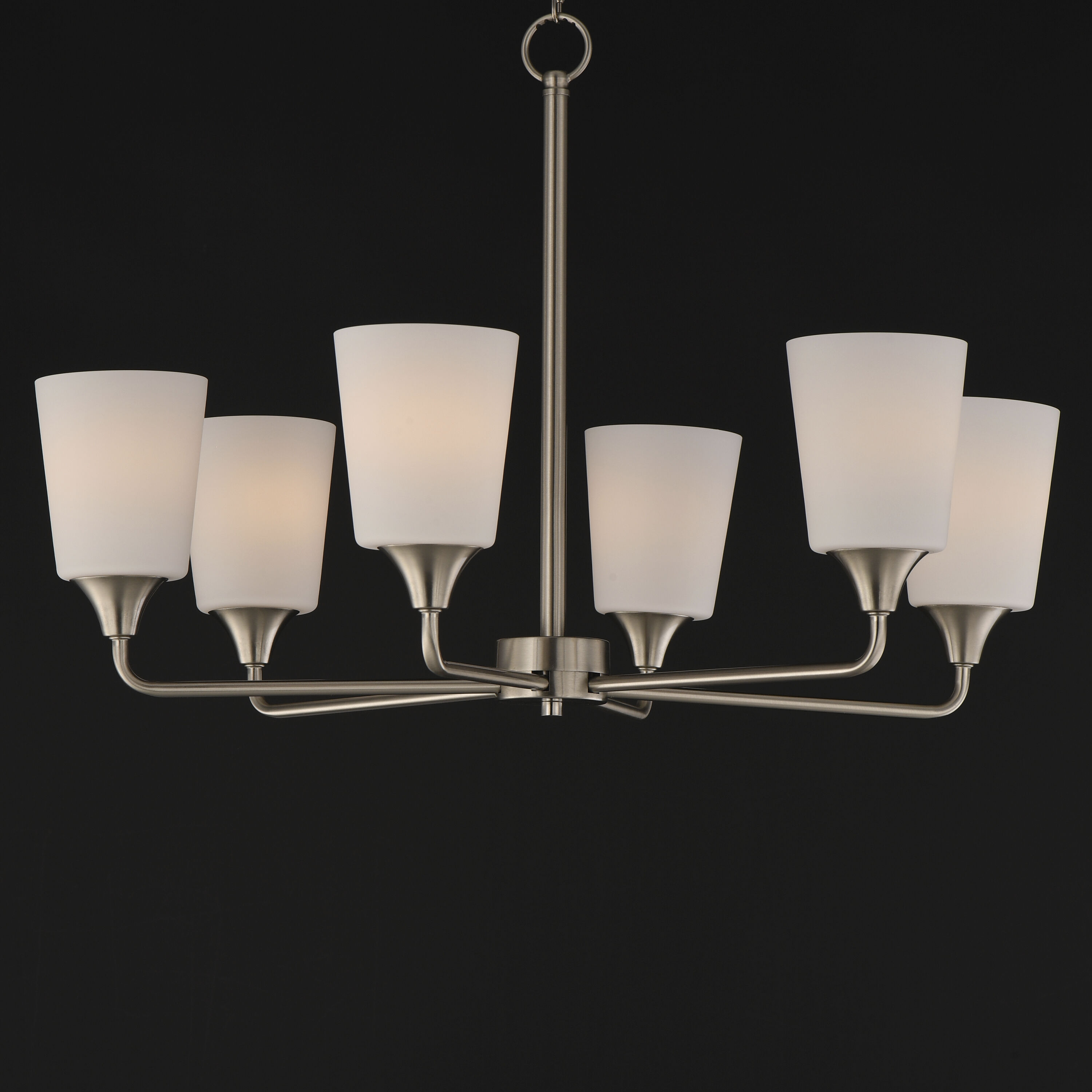 Hudson 6 Light 30 inch Satin Nickel Single-Tier Chandelier Ceiling Light in Satin White