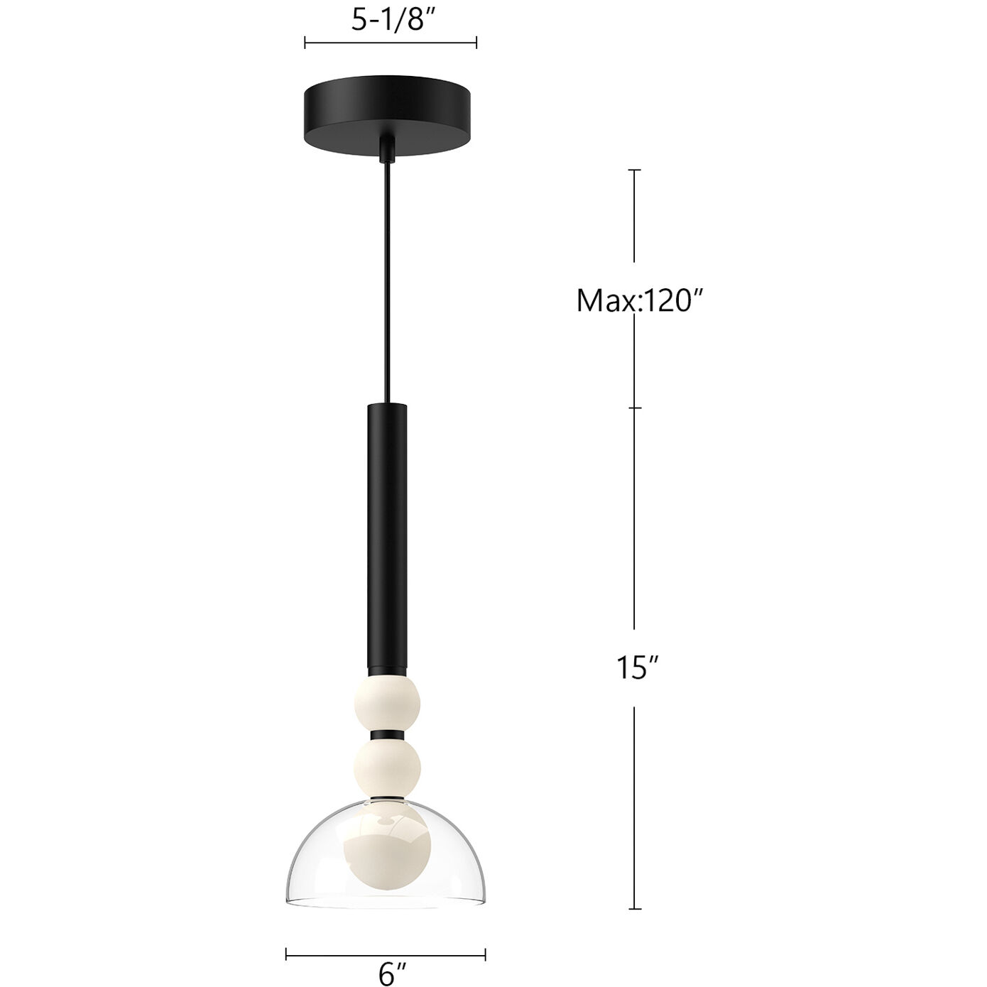 Rise LED 6 inch Brushed Gold/Clear Pendant Ceiling Light