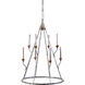 Alpine 8 Light Silver and Darkened Copper Chandelier Ceiling Light