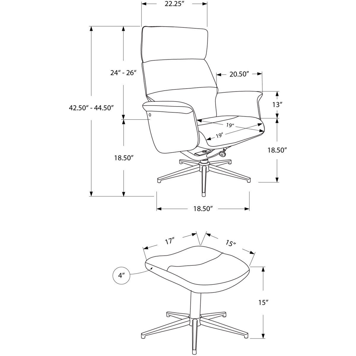 Peters Taupe Ottoman or Recliner, 2-Piece Set