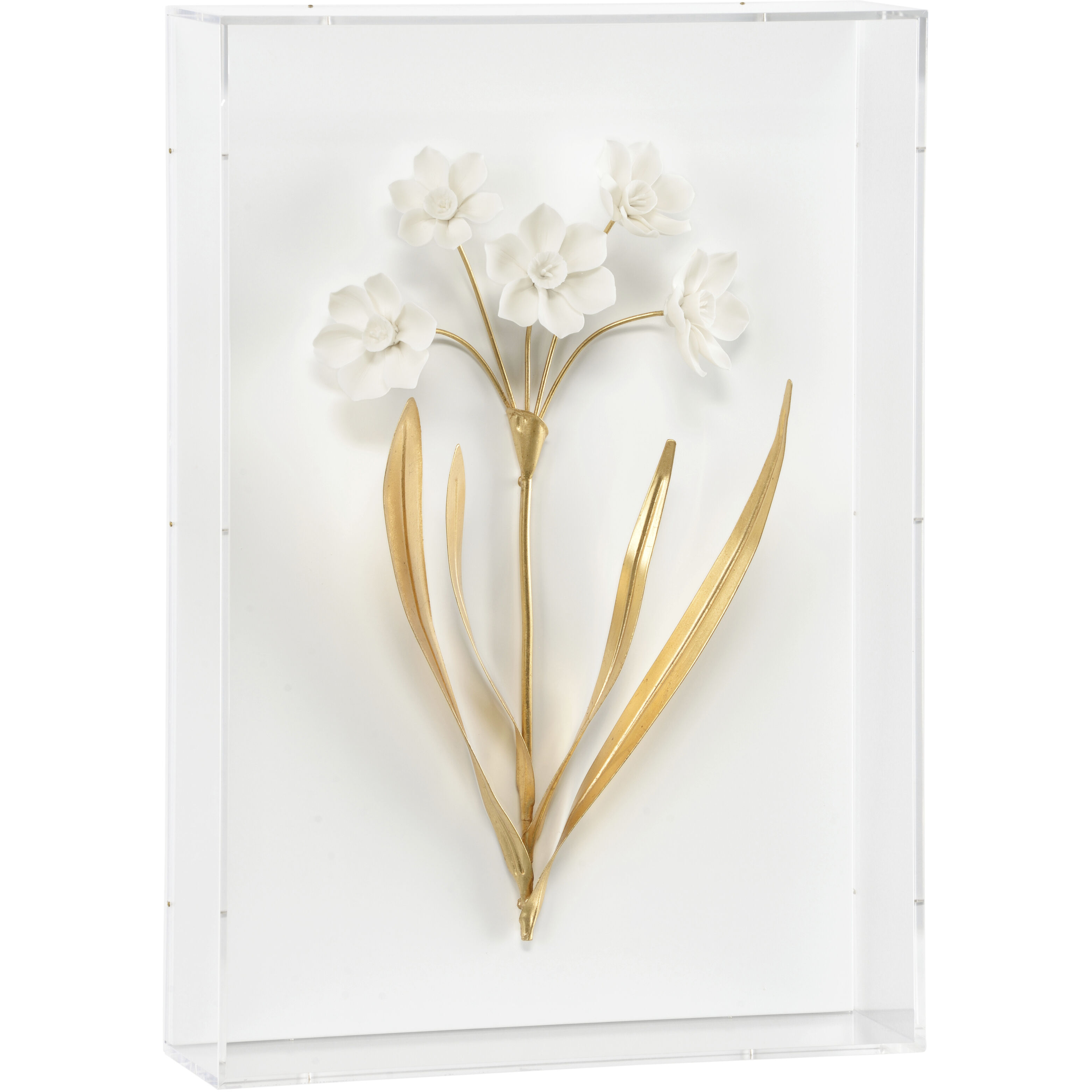 Porcelain Flowers White/Cream and Gold Wall Art