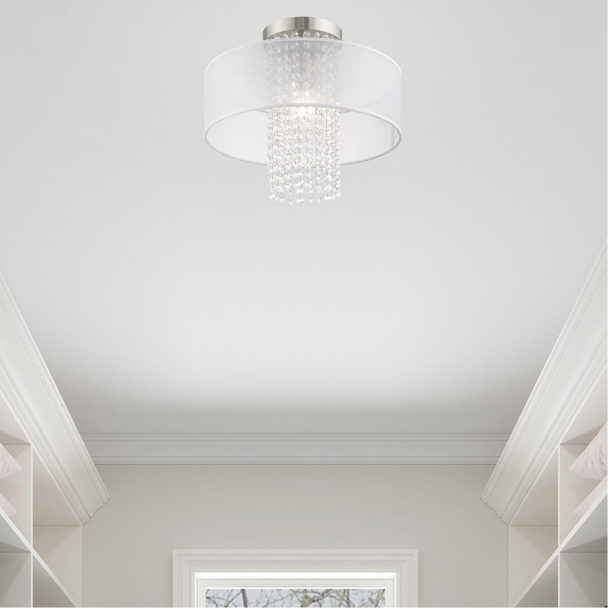 Bella Vista 1 Light 15 inch Brushed Nickel Semi-Flush Mount Ceiling Light