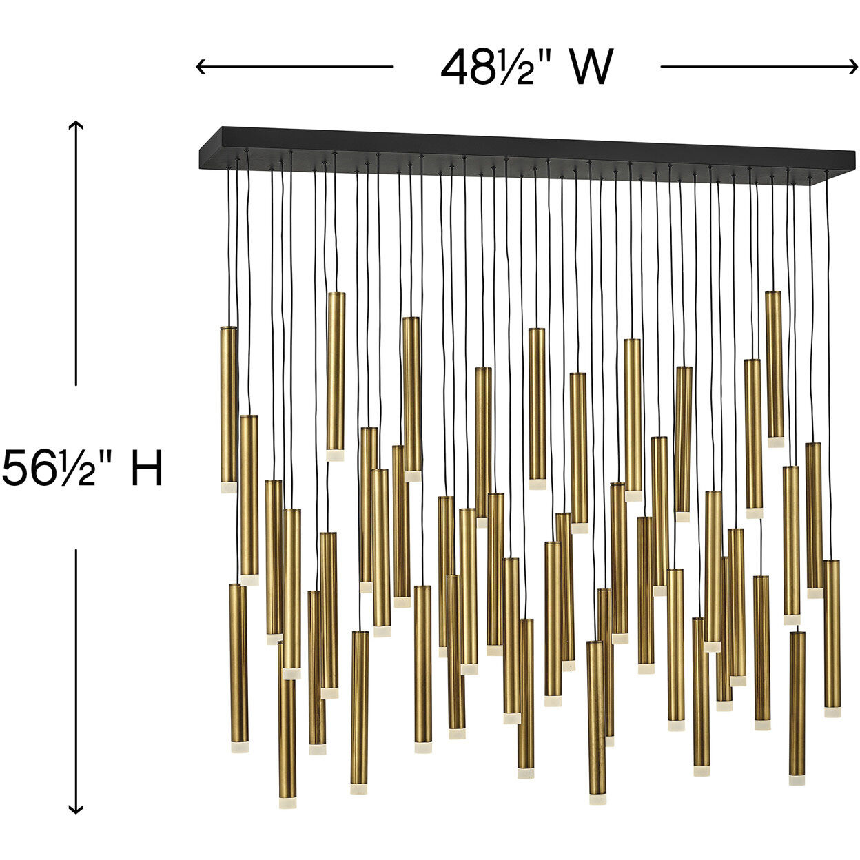 Harmony LED 48 inch Heritage Brass Chandelier Ceiling Light, Linear & Oval