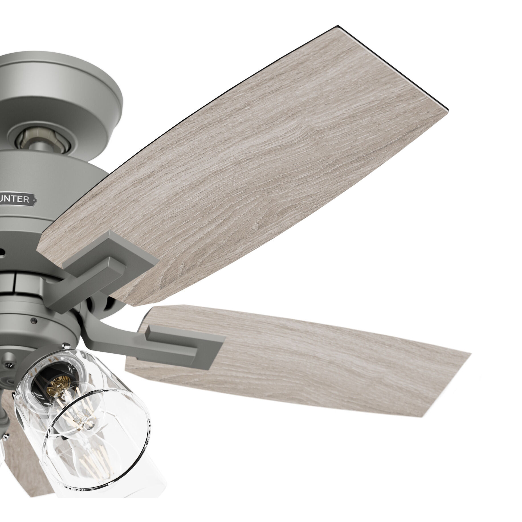 Gatlinburg 44 inch Matte Silver with Light Gray Oak Blades Ceiling Fan