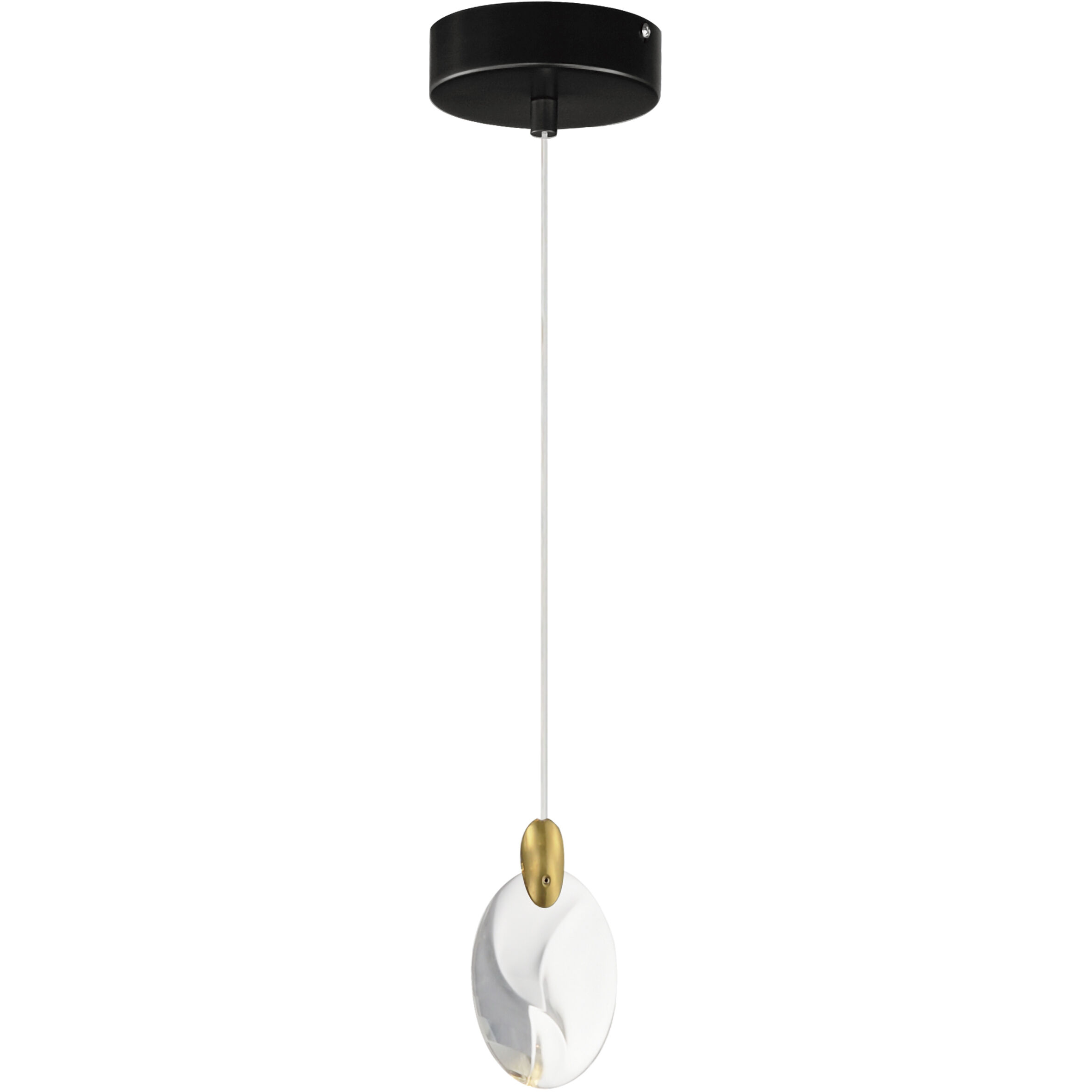 Pebble LED 1.5 inch Black and Polished Gold Single Pendant Ceiling Light