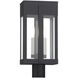 Berksford 2 Light 18.5 inch Black with Brushed Nickel Candles Outdoor Post Top Lantern