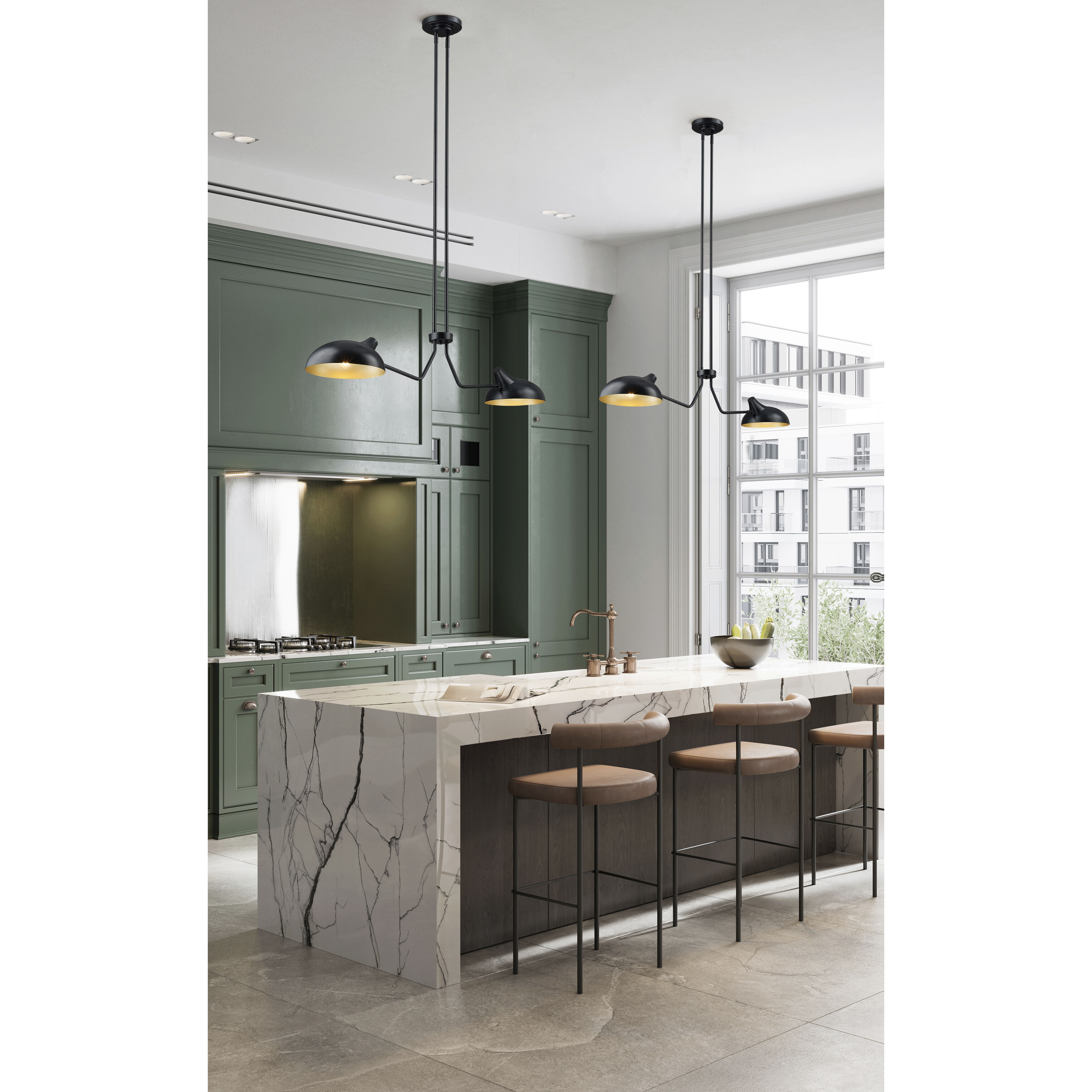 Bellamy 2 Light 46 inch Matte Black Linear Chandelier Ceiling Light