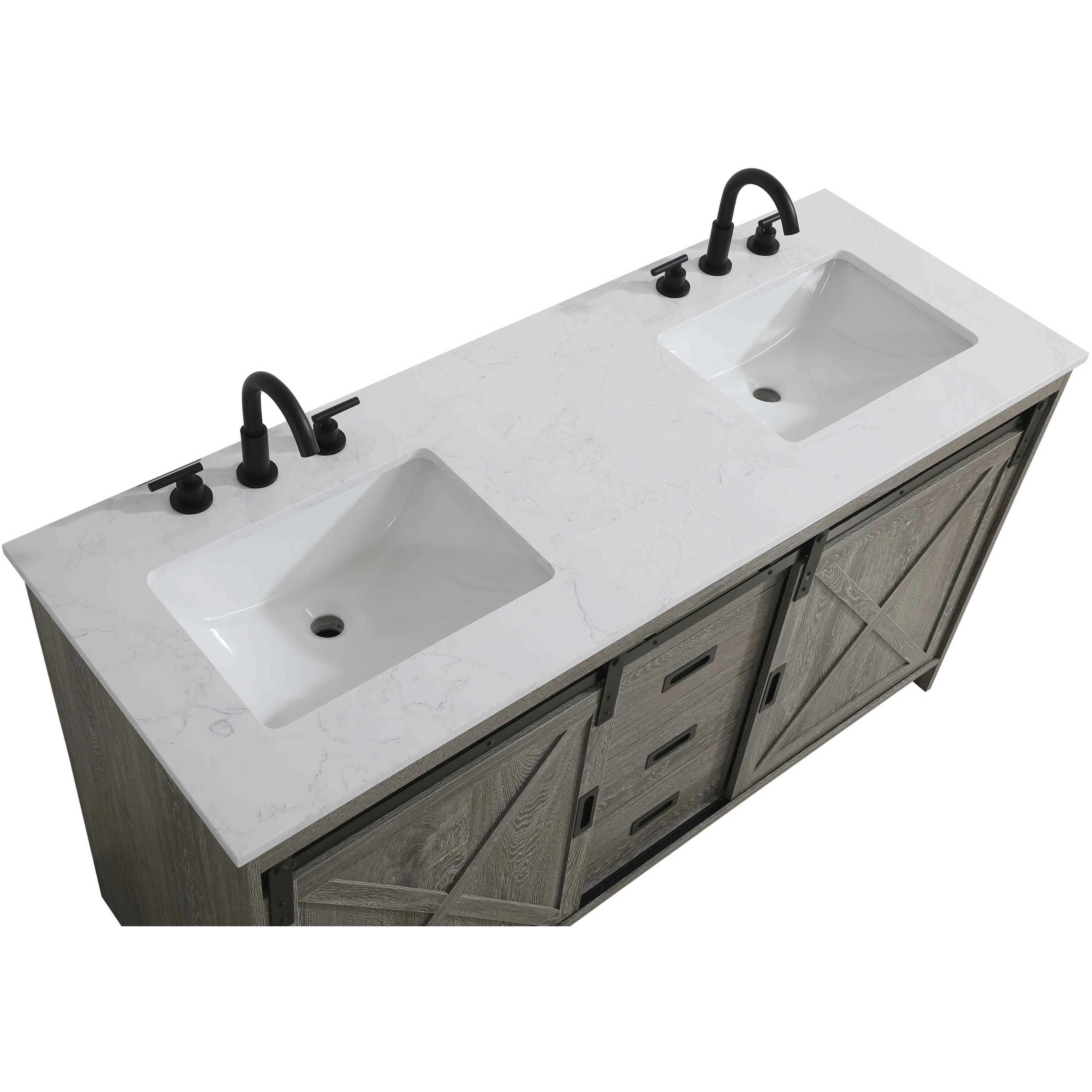 Austin 60 X 34 inch Rustic Grey Bathroom Vanity Cabinet