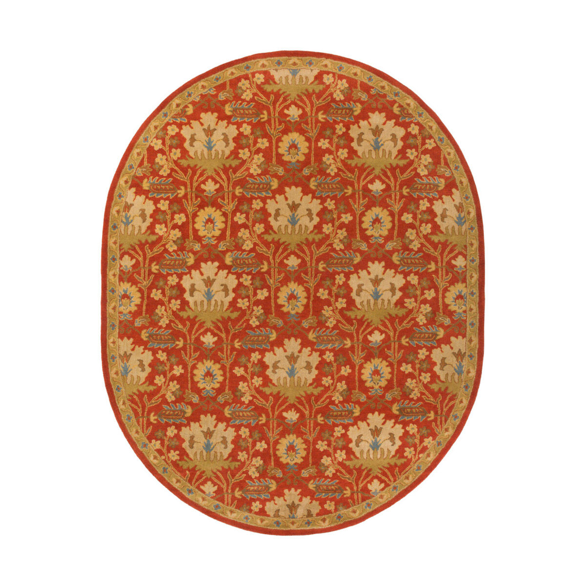 Caesar 120 X 96 inch Red and Green Area Rug, Wool