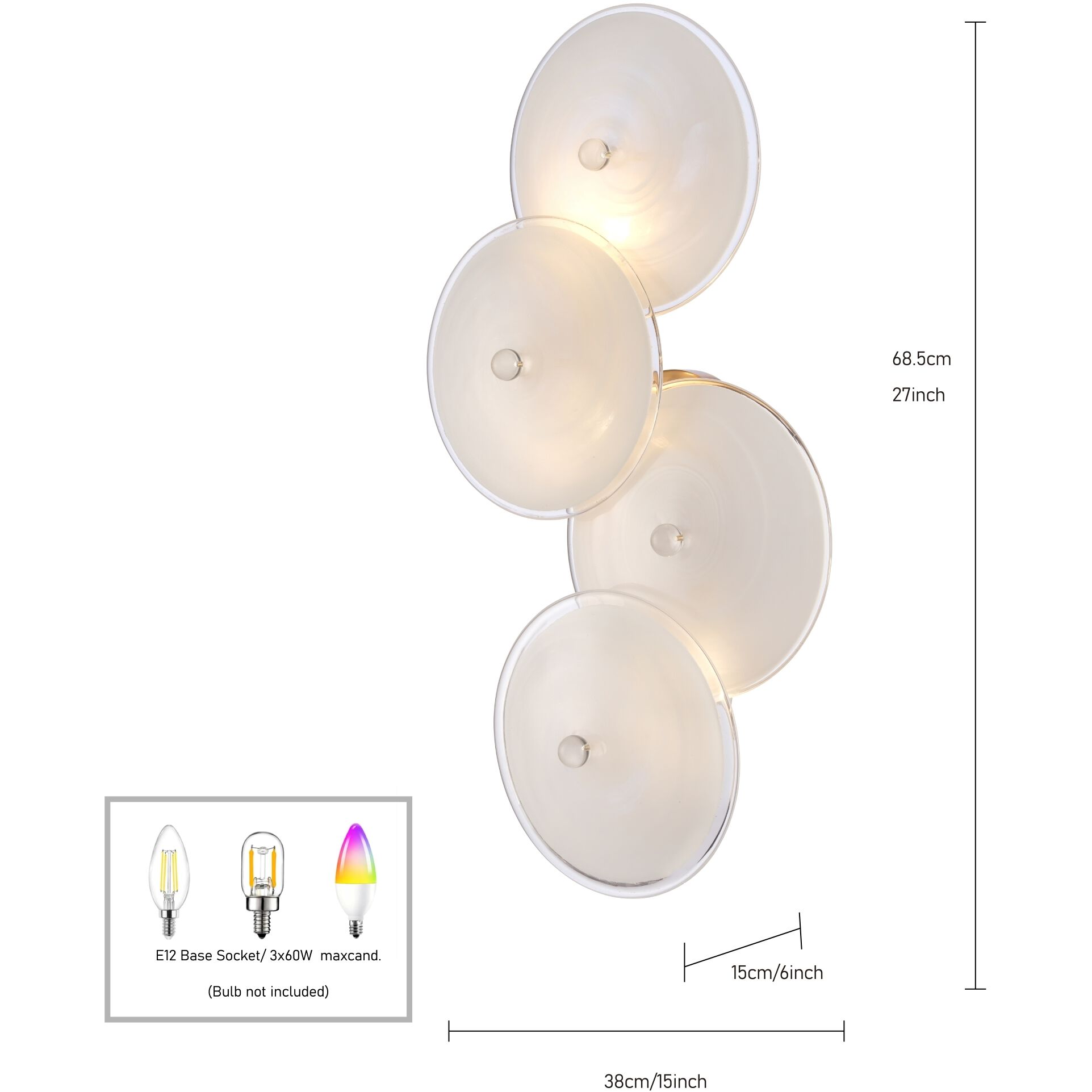 Tallulah 3 Light 6.5 inch Lacquered Gold Sconce Wall Light