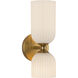 Alora Mood Nelly 2 Light 4 inch Brushed Gold Wall/Vanity Light Wall Light in Glossy Opal Ribbed Glass Shade