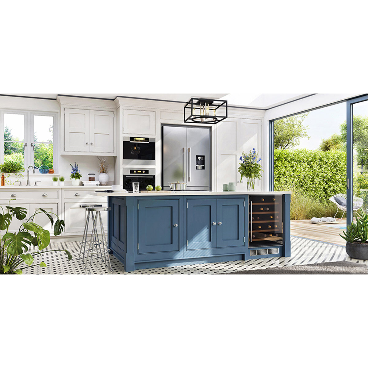 Mundazo 4 Light 15.94 inch Black and Brushed nickel Flush Mount Ceiling Light