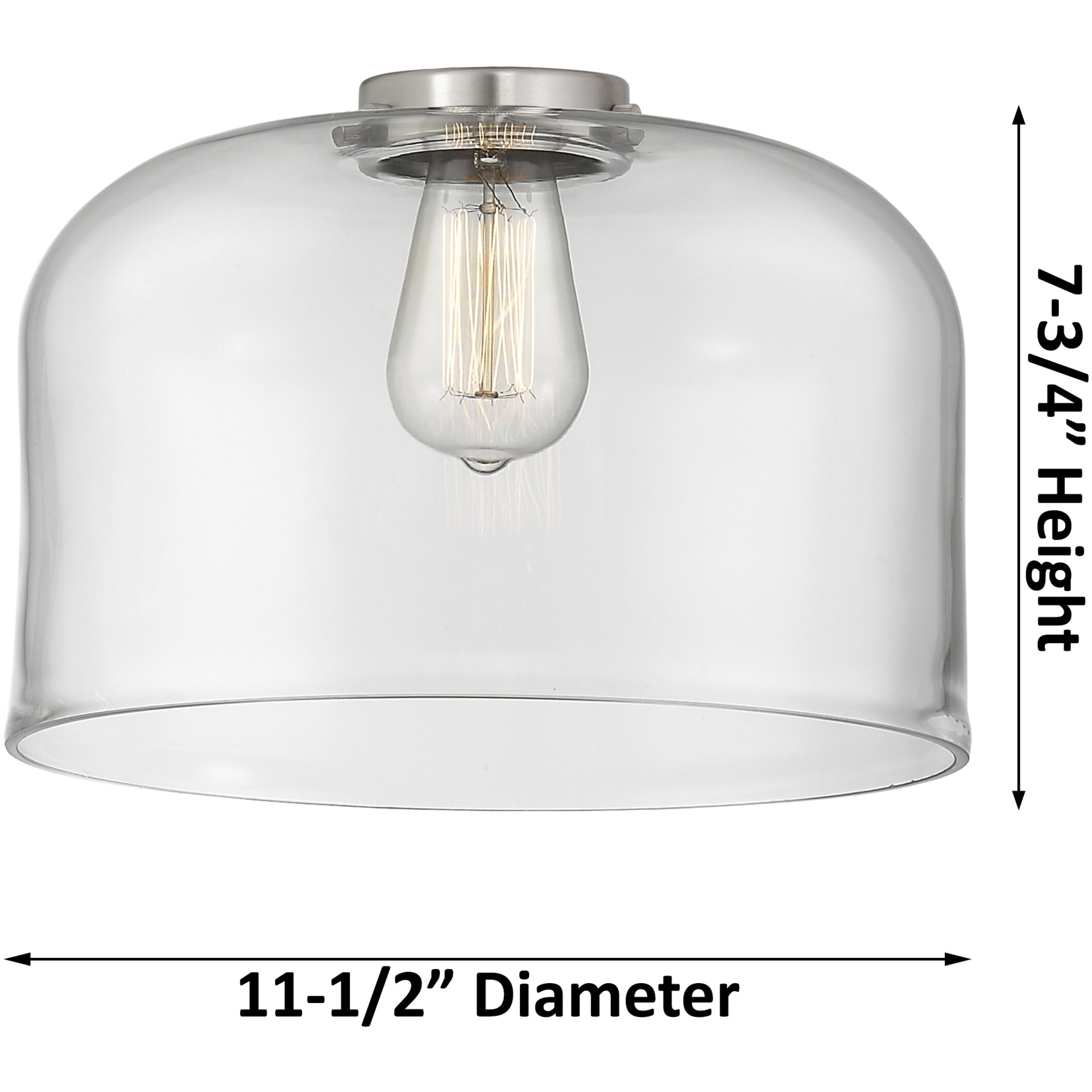 Aditi X-Large Bell 1 Light 12 inch Brushed Satin Nickel Flush Mount Ceiling Light in Seedy Glass, Aditi