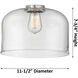 Aditi X-Large Bell 1 Light 12 inch Brushed Satin Nickel Flush Mount Ceiling Light in Seedy Glass, Aditi