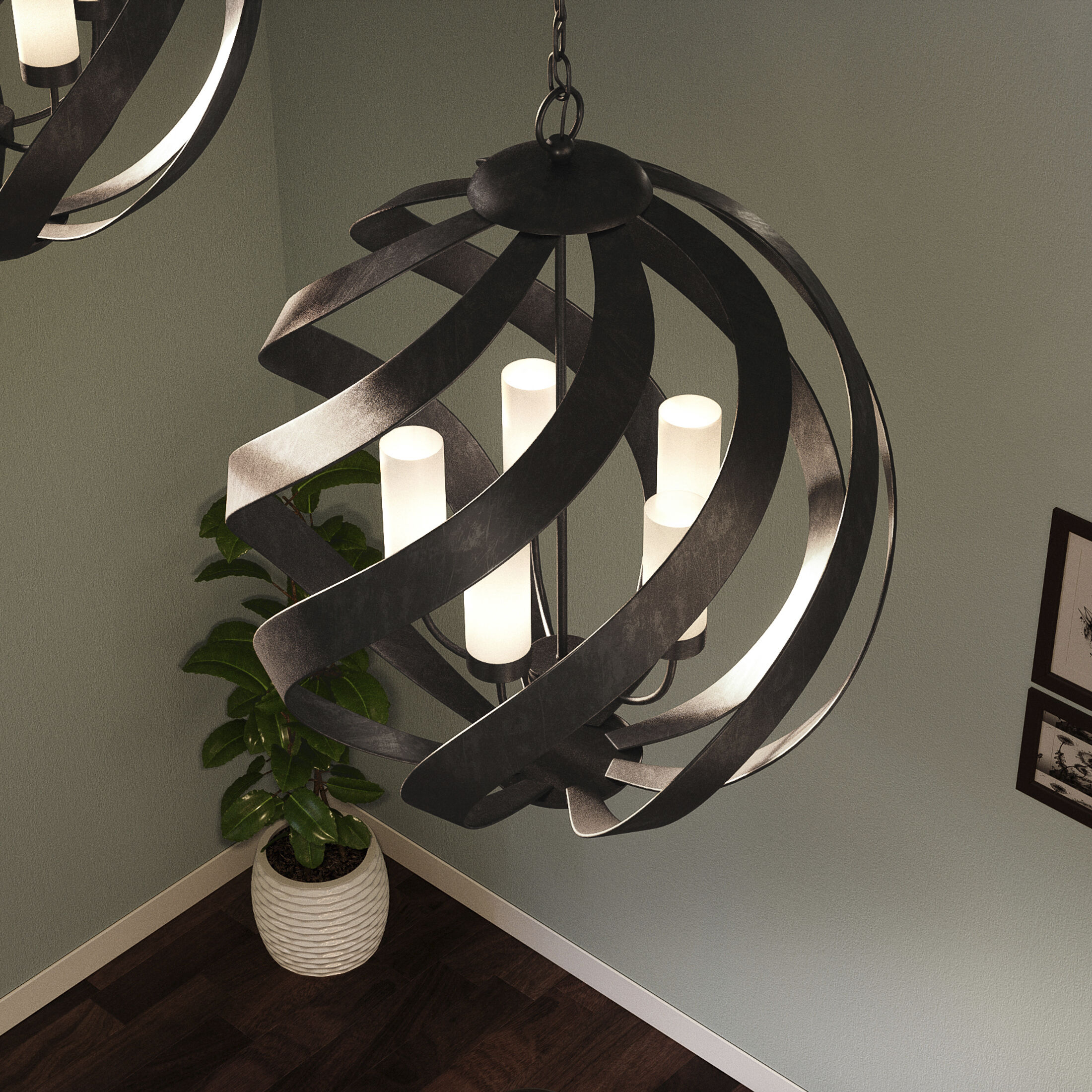 Blacksmith 5 Light 26 inch Old Black Finish Pendant Ceiling Light