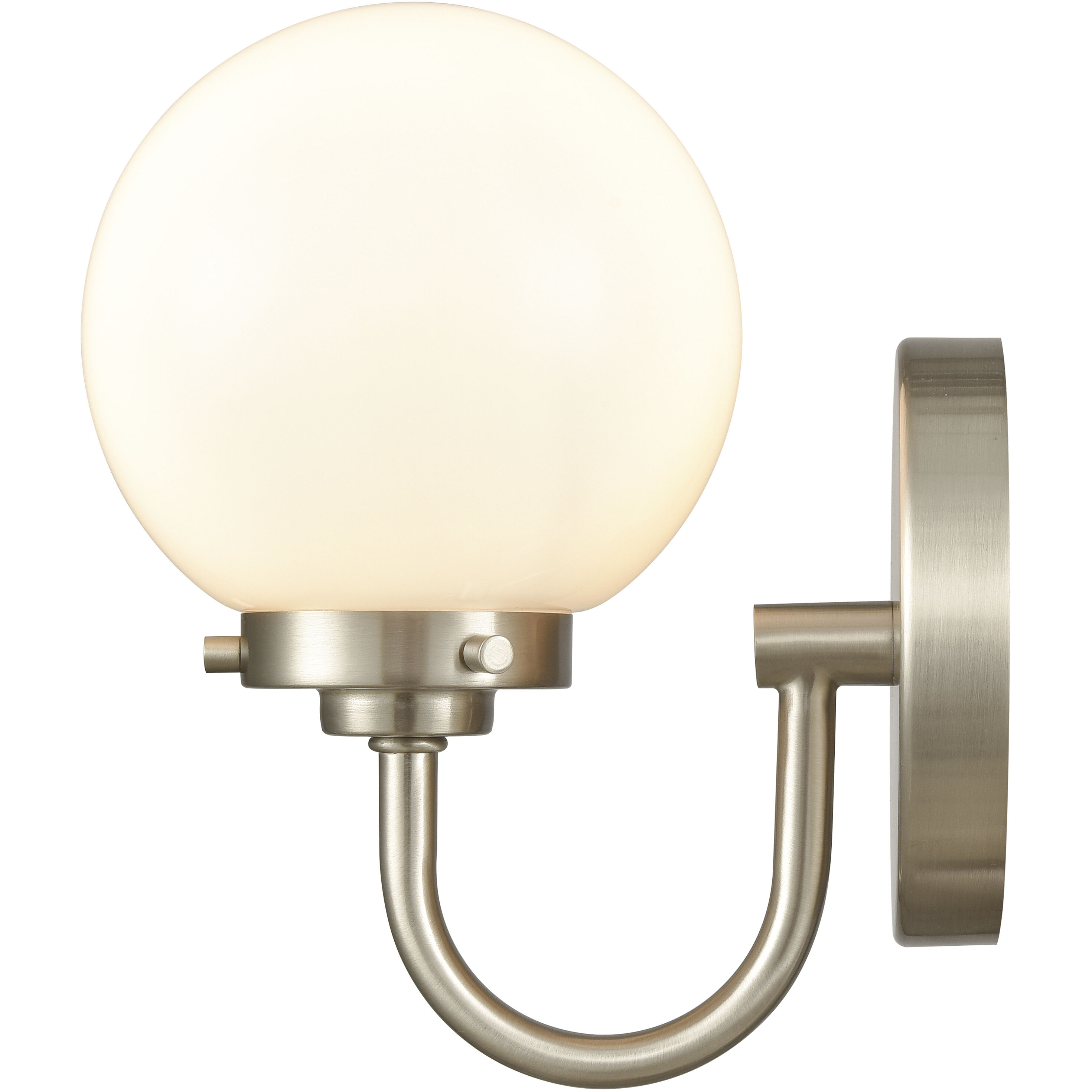 Fairbanks Sconce Wall Light in Opal Glass, Brushed Nickel