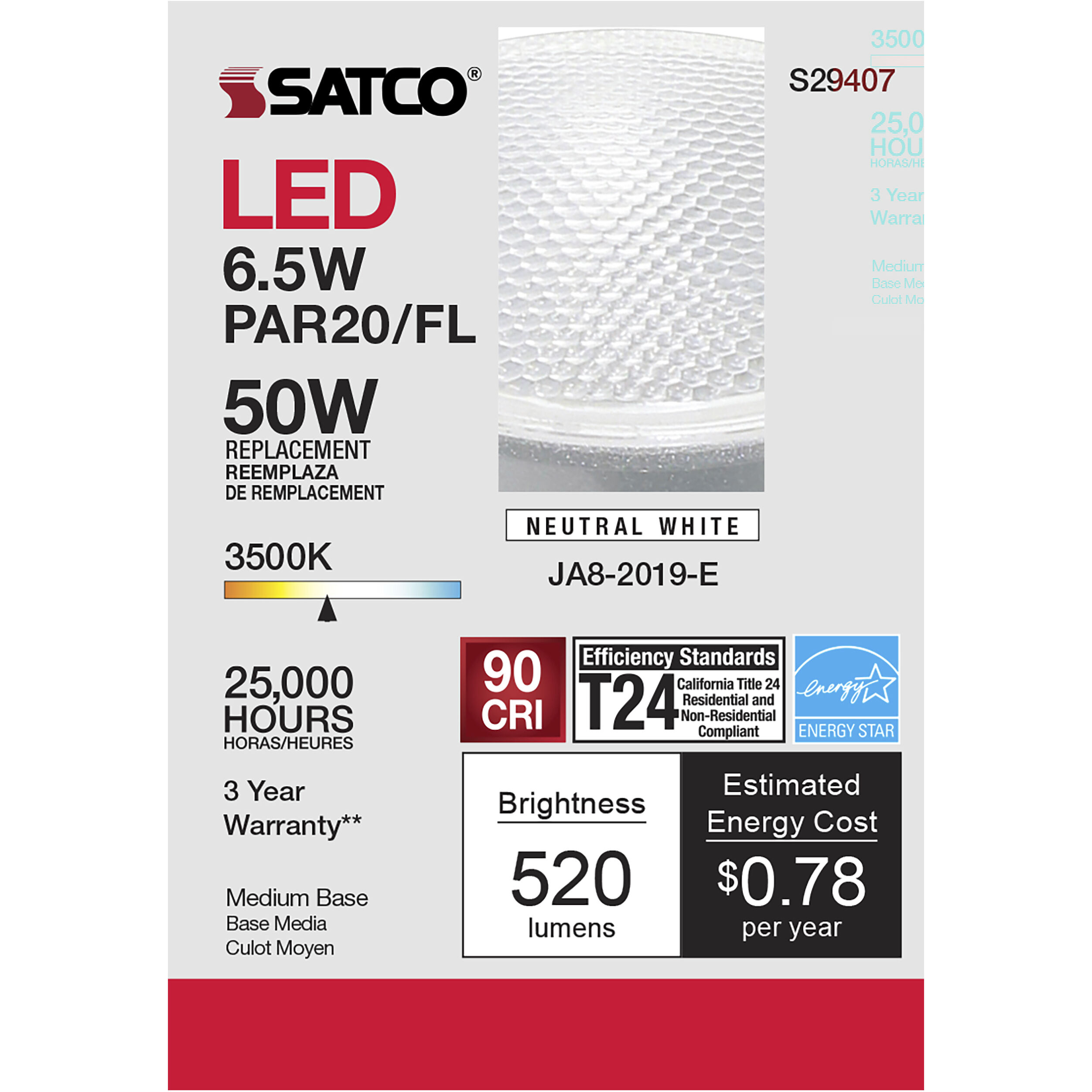 Lumos LED PAR20 Medium 6.50 watt 120 3500K LED Bulb