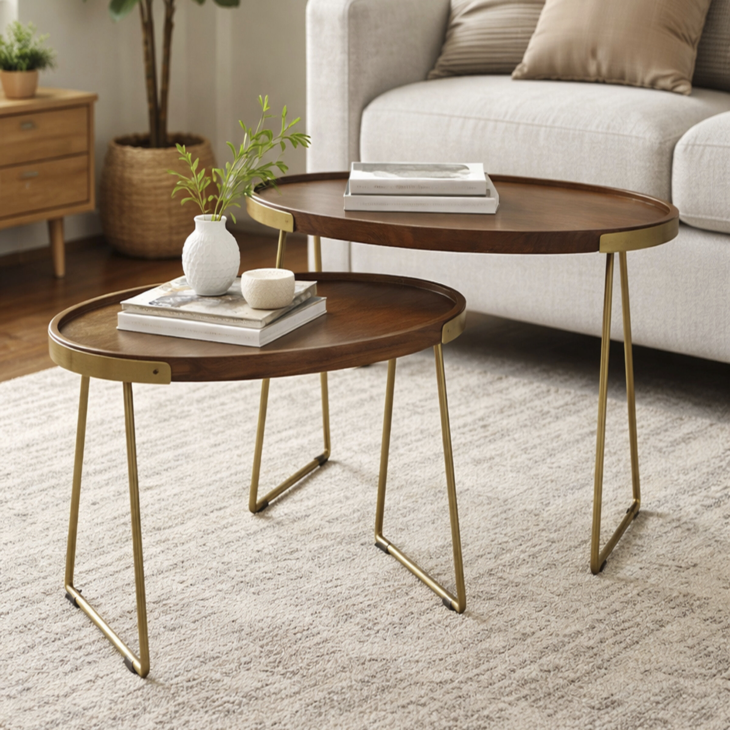 Atelier Honey Brown and Warm Gold Nesting Side Table