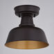 Cody 1 Light 10.25 inch Oil Rubbed Bronze and Light Gold Outdoor Flush Mount