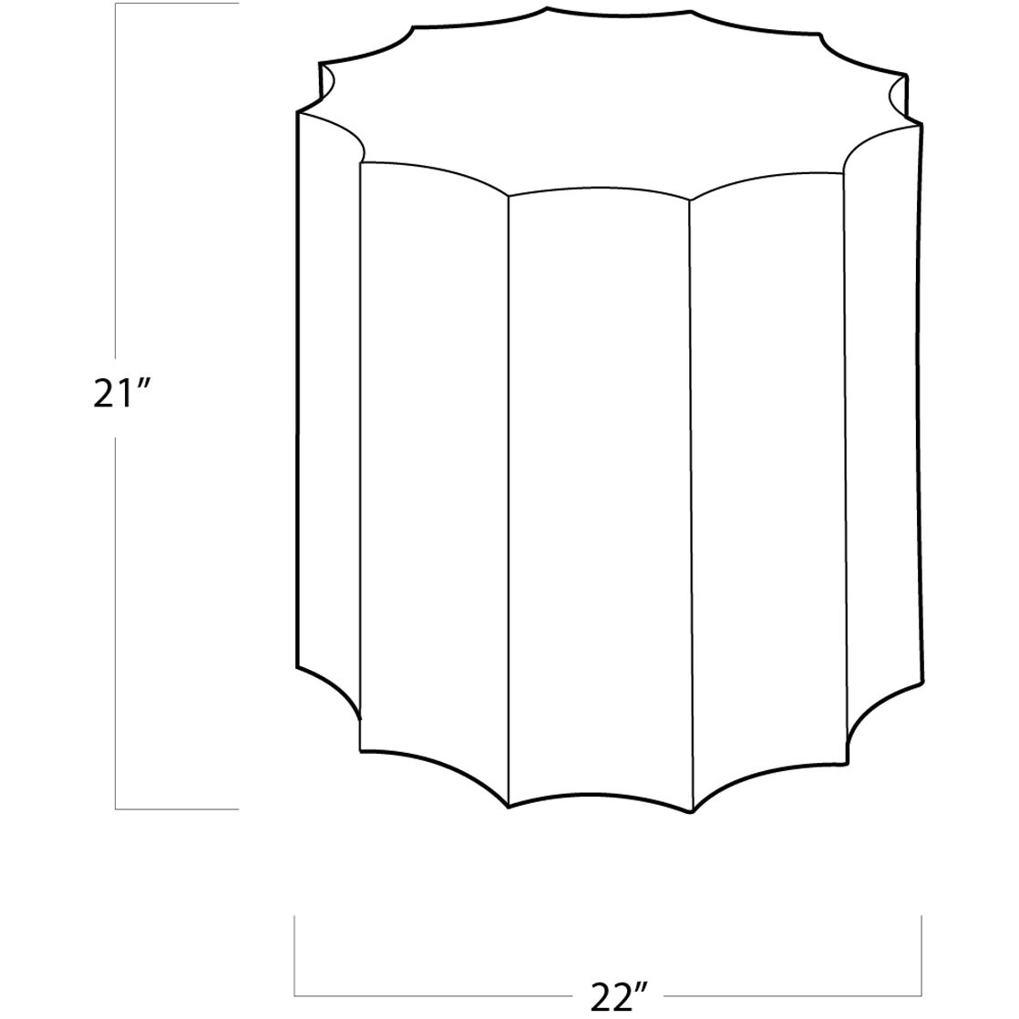 Marilyn 22 X 22 inch Ivory Grey Side Table, Scalloped