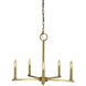 Evelyn 5 Light 24 inch Brushed Brass Dining Chandelier Ceiling Light