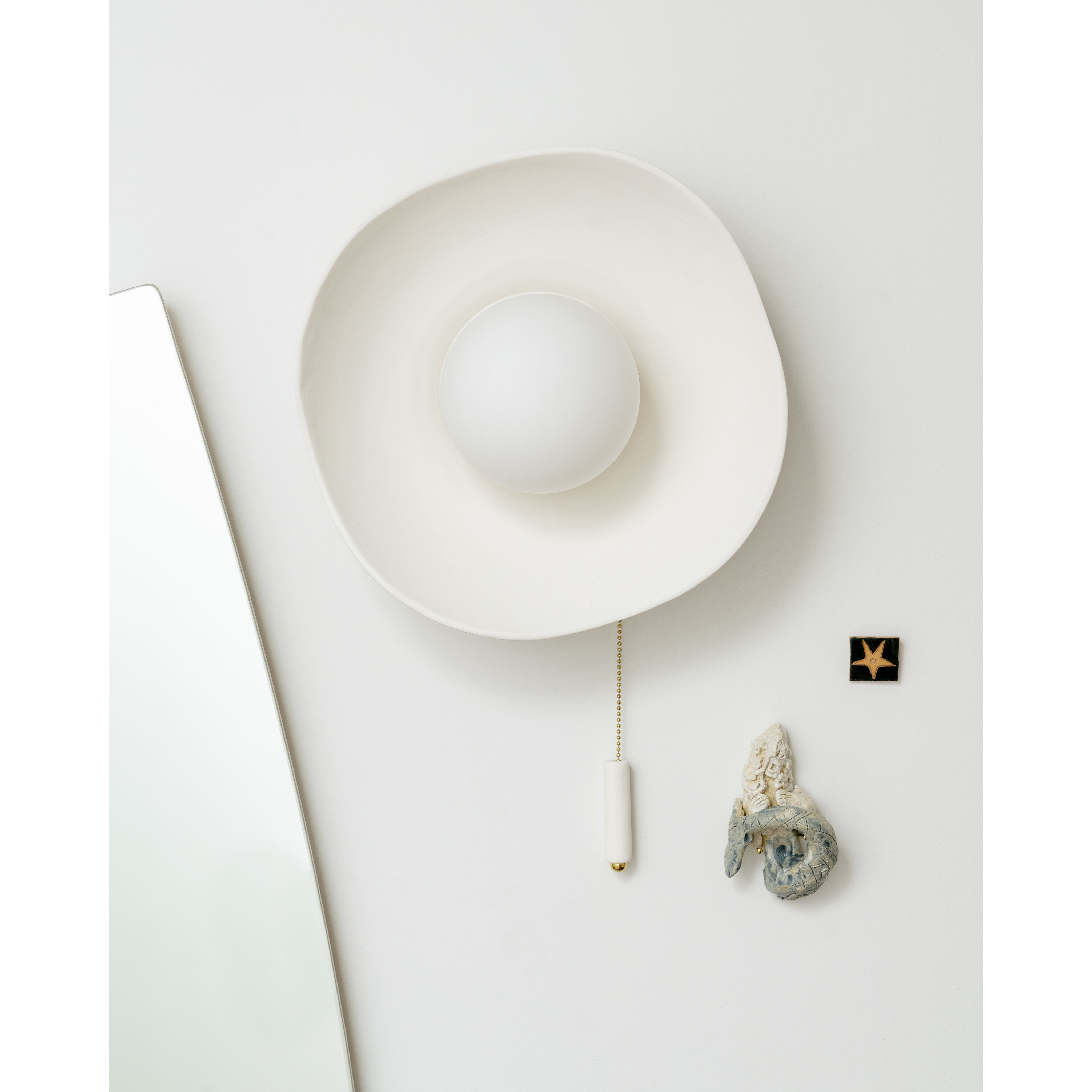 Bacia 1 Light 12 inch Aged Brass/Ceramic Raw Matte White Wall Sconce Wall Light