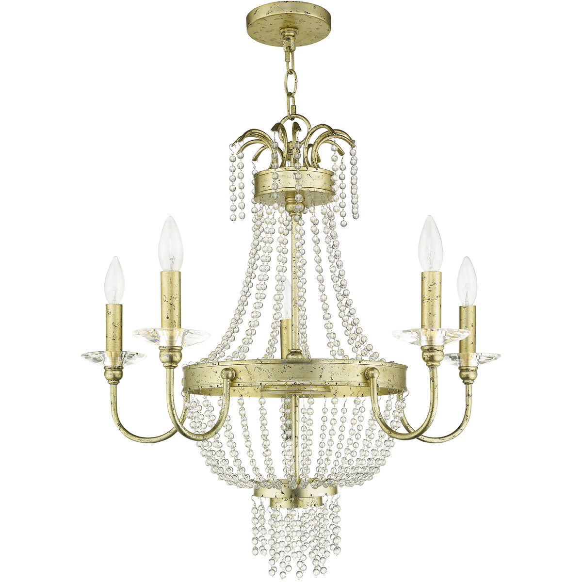 Valentina 5 Light 26 inch Hand Applied Winter Gold Chandelier Ceiling Light