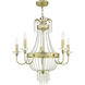 Valentina 5 Light 26 inch Hand Applied Winter Gold Chandelier Ceiling Light