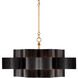 Grand Lotus 6 Light 30 inch Satin Black/Contemporary Gold Leaf Chandelier Ceiling Light, Large, Semi-Flush Convertible