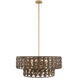 Silencio 7 Light 30 inch Riviera Brass Pendant Ceiling Light