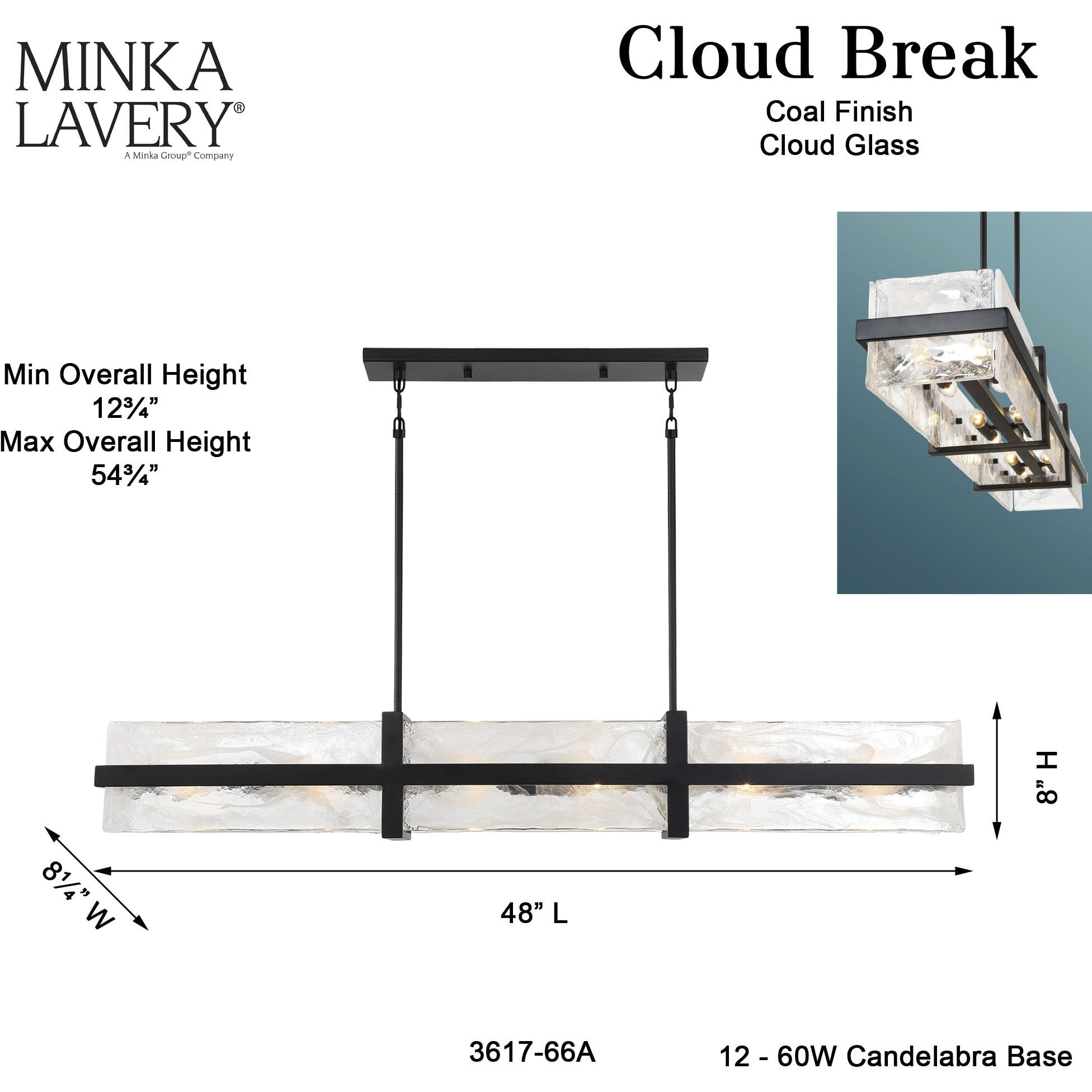 Cloud Break 12 Light 48 inch Coal Island Light Ceiling Light