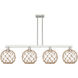 Arcadia Farmhouse Rope Island Light Ceiling Light in Brushed Satin Nickel, Clear Glass with Brown Rope