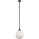 Chapman & Myers Parkington LED 10 inch Bronze Globe Pendant Ceiling Light in White Glass