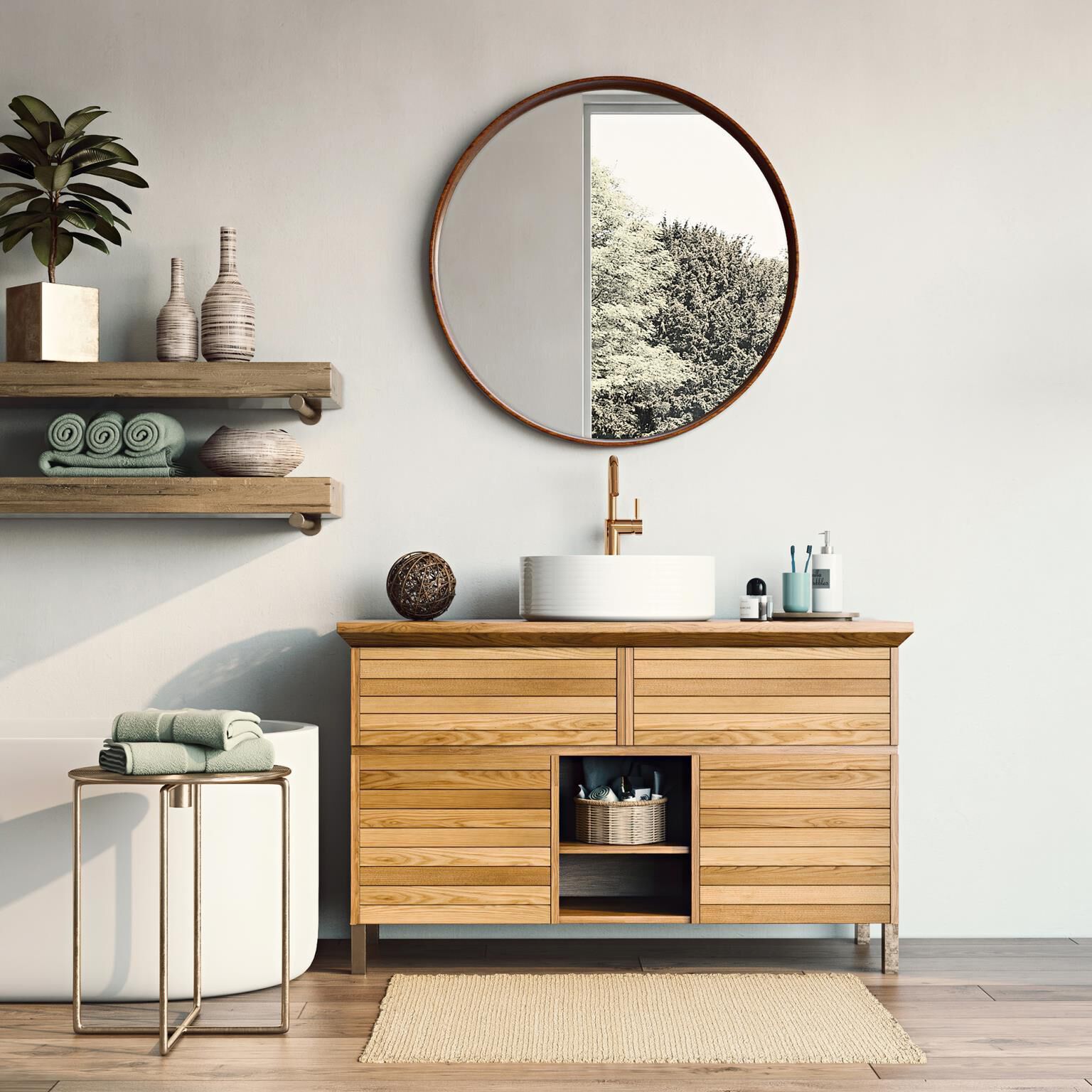 Reagan 39 X 39 inch Reddish Brown Mirror