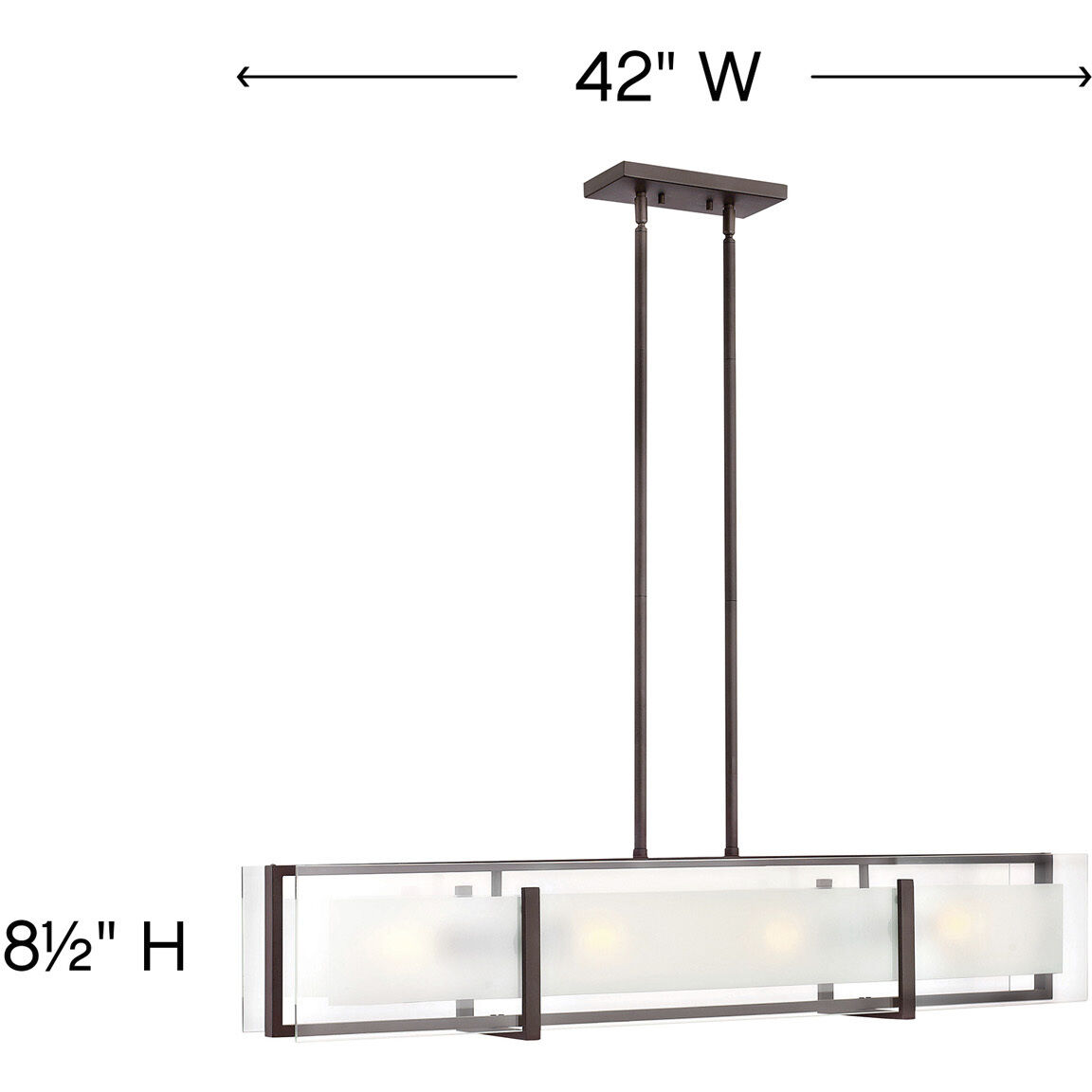 Latitude 4 Light 42 inch Oil Rubbed Bronze Indoor Linear Chandelier Ceiling Light