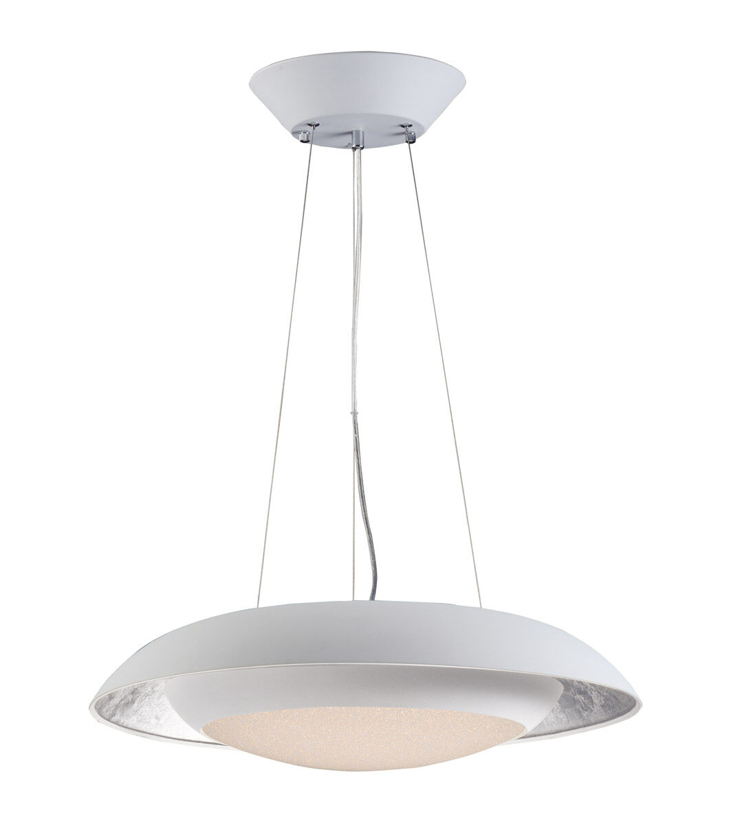 Iris LED 23.5 inch Silver Leaf/White Single Pendant Ceiling Light