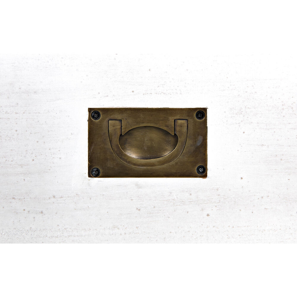 Noir 40 X 30 inch White Wash Side Table, 2 Drawer