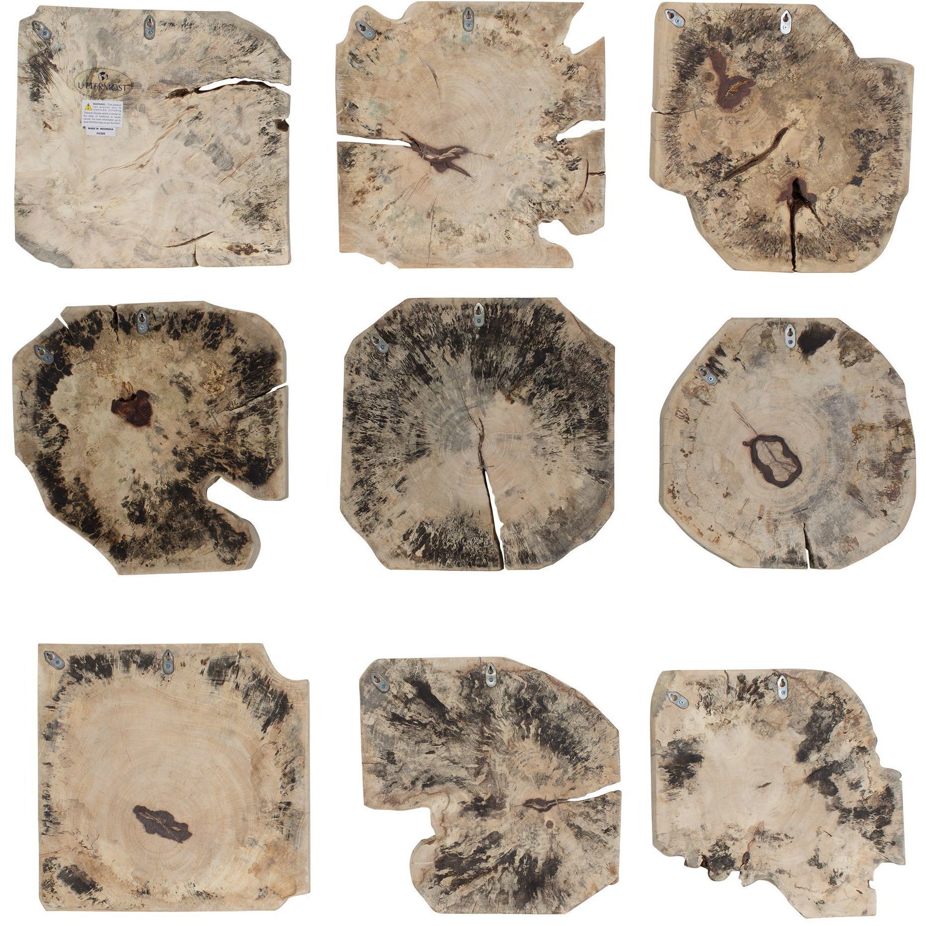 Bahati Light Bleached Tamarind Wood Wooden Wall Decor, Set of 9