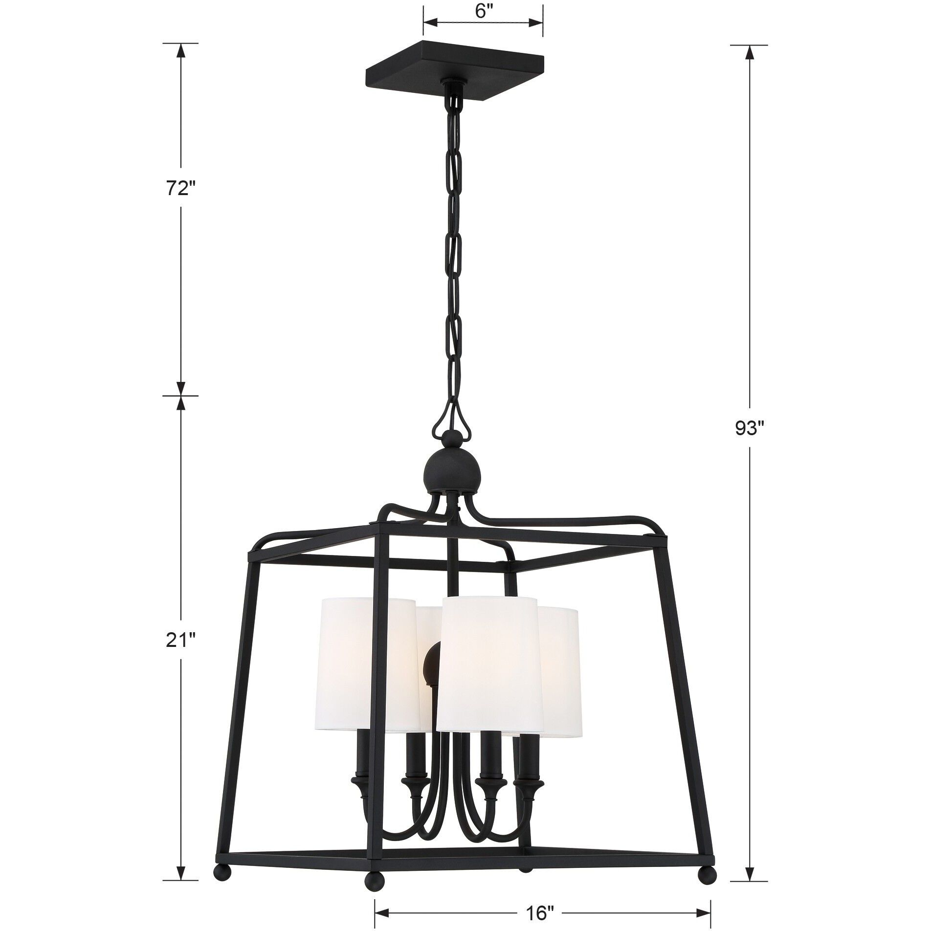 Sylvan 4 Light 16 inch Black Forged Lantern Chandelier Ceiling Light
