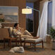 Stretch 75 inch 9 watt Turquoise Arc Floor Lamp Portable Light in White Linen