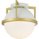 Carlysle 1 Light 15 inch White with Warm Brass Accents Flush Mount Ceiling Light in White/Warm Brass