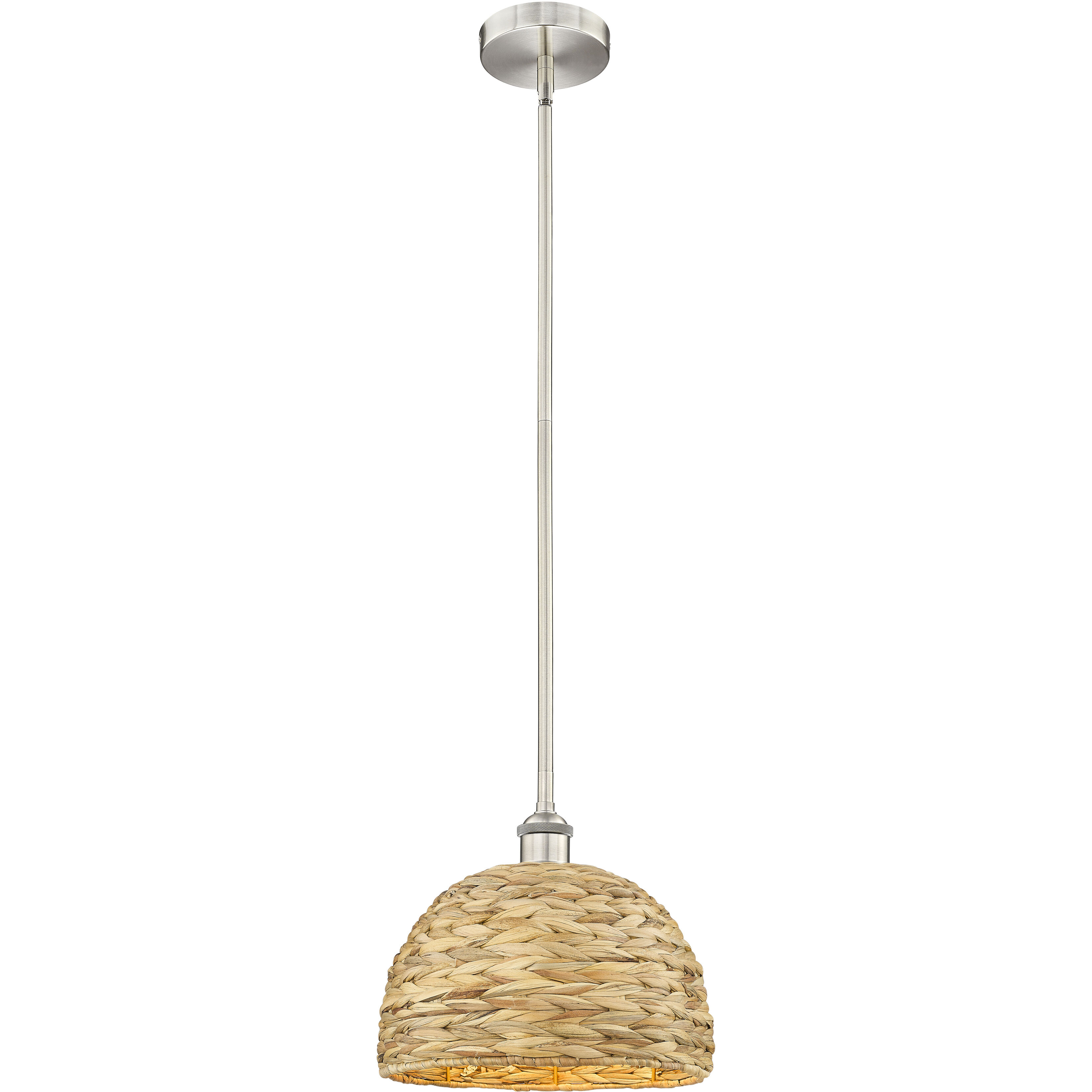 Edison Woven Rattan 1 Light 12.00 inch Mini Pendant