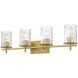 Grayson 4 Light 31 inch Modern Gold Vanity Wall Light