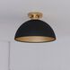 Devon LED 12.75 inch Matte Black and Satin Brass Semi-Flush Mount Ceiling Light