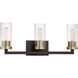 Ainsley Court 3 Light 23 inch Aged Kinston Bronze/Brushed Bath Light Wall Light